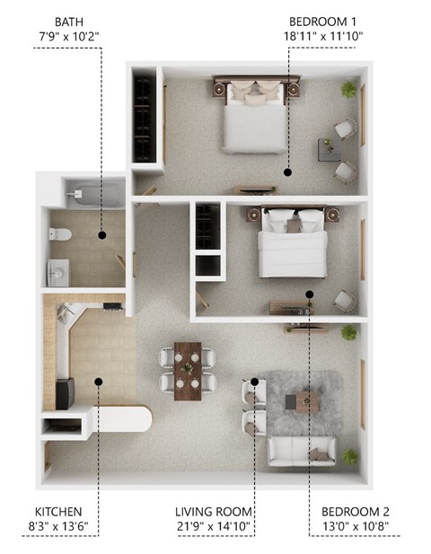 B3 2Bed 1Bath at Peach Tree Apartments, Iowa, 50021